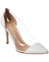 Gianvito Rossi White Patent Leather And Pvc Plexi Cap Toe Pointed Toe Pumps Size 37.5 In White