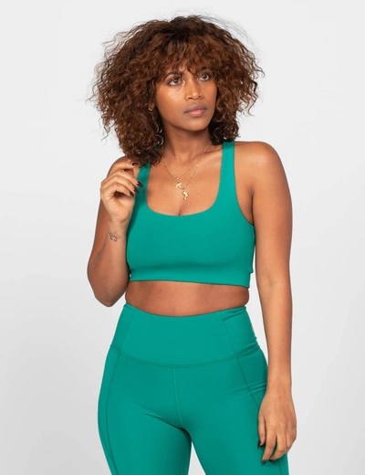 Girlfriend Collective Paloma Stretch Recycled Sports Bra In Green