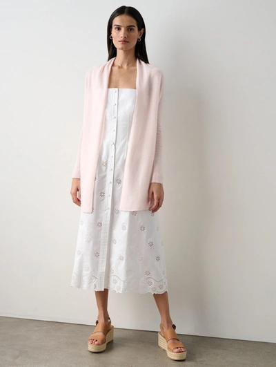 White + Warren Essential Cashmere Trapeze Cardigan Sweater In Pink Sand