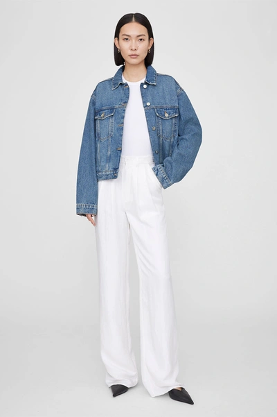 Anine Bing Long-sleeve Washed Denim Jacket In Washed Blue