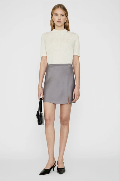 Anine Bing Chrisly Silk Mini Skirt In Grey