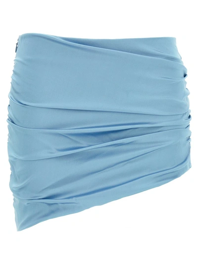 Alessandra Rich Mini Satin Skirt In Blue