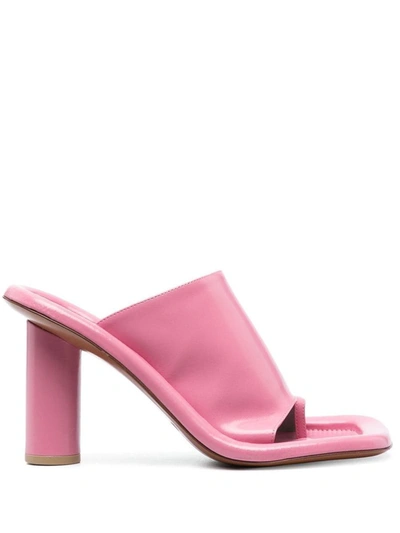 Ambush Cushion Square-toe Leather Mules In Pink