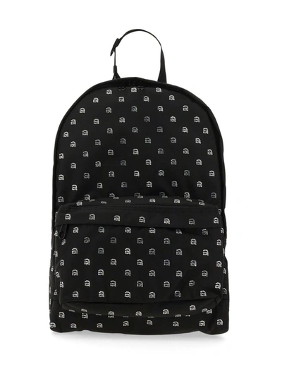 Alexander Wang Backpack With All-over Logo In Crystals In Nero