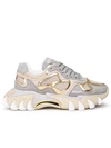 Balmain Gold Neutral B-east Leather Sneakers In Grey