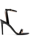 STUART WEITZMAN 'BARELY NUDE' BLACK SANDALS WITH STILETTO HEEL IN PATENT LEATHER WOMAN