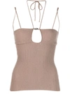 Blumarine Halterneck Knitted Top In Brown