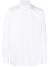 Borrelli Structured Collar Twill Shirt With Button-down Front In White