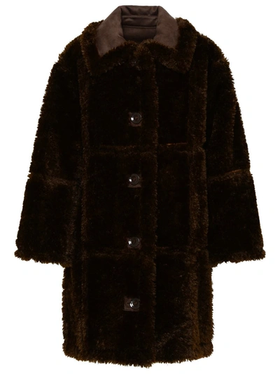 Stand Studio Samira Reversible Faux Shearling Coat In Brown