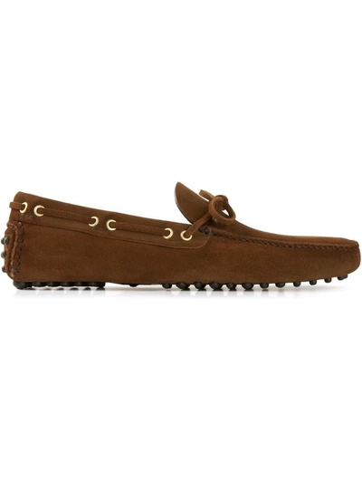 Car Shoe Pebbled Leather Loafers In Brown