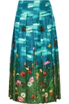 GUCCI Pleated printed silk-satin skirt