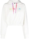 Duvetica Cropped Logo Hoodie Drawstring In Grey