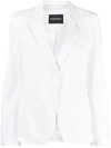 Emporio Armani Single-button Stretch Cotton Blazer In White
