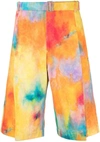 Etudes Studio Tie-dye-print Pleated Wide-leg Shorts In Red