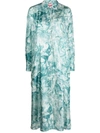 F.r.s . F.r.s. Printed Silk Shirt Dress In Blue