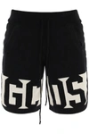 Gcds Logo-detail Cotton Bermuda Shorts In Black