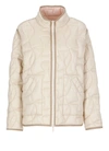 Hogan Quilted Bomber Jacket Beigeoff White In Natural