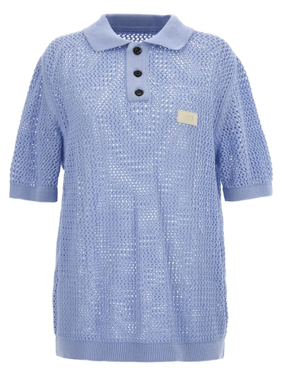 Lc23 Crochet Polo Shirt In Light Blue