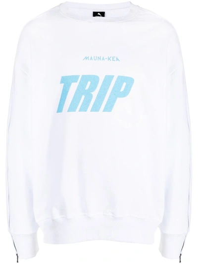 Mauna Kea X Triple J Logo-print Zip-sleeve Sweatshirt In White