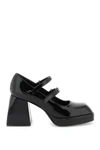 Nodaleto Leather Block Heel Double Strap Pumps In Black