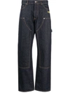 Off-white Contrast-stitching Straight Jeans In Blue