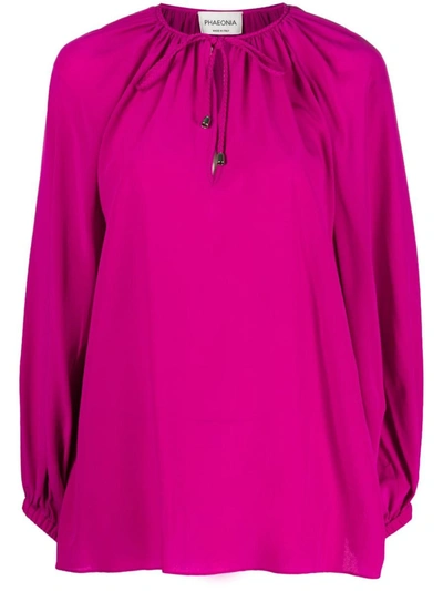 Phaeonia Self-tie Silk Blouse In Pink