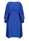 Alberta Ferretti Blue Cape Dress With Ruffle Detailing In Acetate Woman In Blue