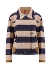 Fay Archive Striped Canvas Jacket In Beige