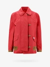 Fay Collared Jacket With Front Pockets And Contrast Cuffs In Red