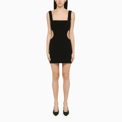 Marine Serre Double Crepe Cut-out Tailored Dress In Black