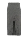 Prada Wool And Cashmere Skirt With Split In Grey