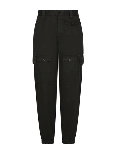 Dolce & Gabbana Cargohose Mit Hohem Bund In Black