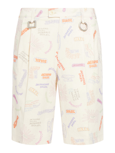 Jacquemus Le Short Rond Carré Logo Graphic Bermuda Shorts In Multicolour