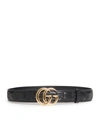 Gucci Black Gg Debossed Logo Leather Belt