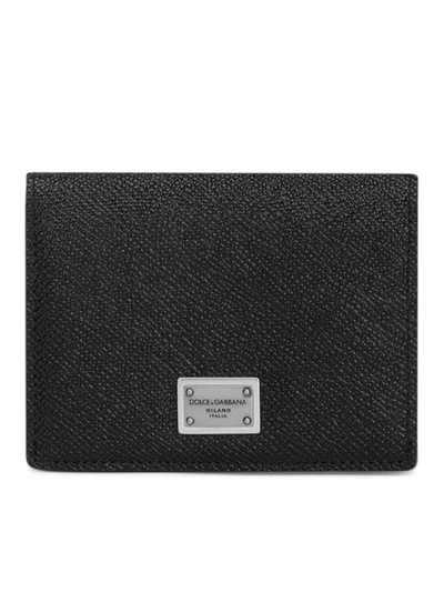 Dolce & Gabbana Leather Bi-fold Wallet In Black