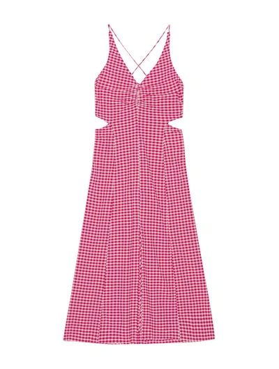 Ganni Stretch Seersucker Maxi Dress In Multicolour