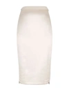 Fendi Silk Blend High Waist Skirt With Back Slit In Nude & Neutrals