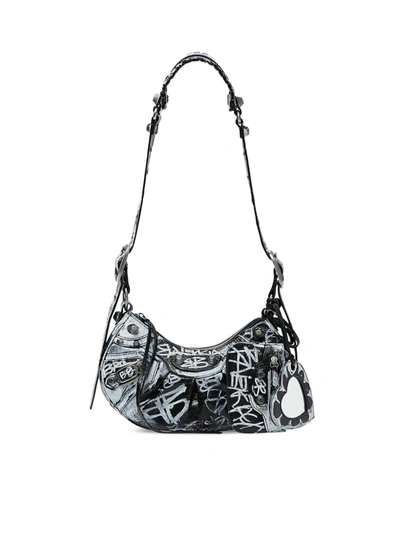 Balenciaga Shoulder Handbag Le Cagole Xs Bag Graffiti For Women In Black