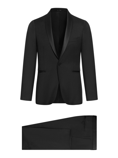 Tagliatore Suit Whit Vest In Black