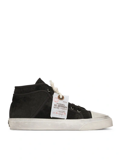Dolce & Gabbana Vintage Re-edition High-top Sneakers - Men's - Calf Leather/lamb Skin/rubbercotton In Blue