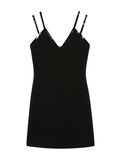 Gucci Viscose Jersey Mini Dress With Crystal G Square In Black