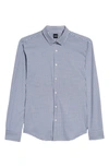 Hugo Boss Roan Slim Fit Geo Stretch Nylon Button-up Shirt In Bright Blue