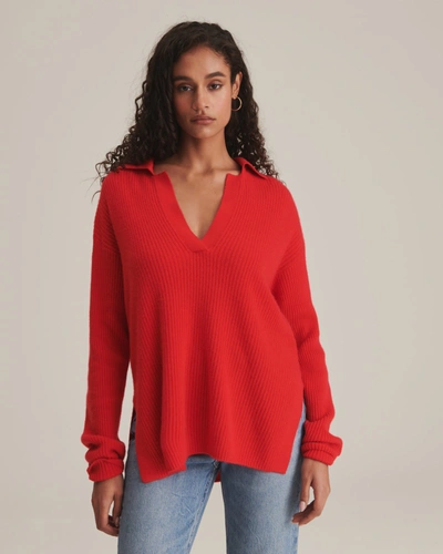 Naadam Cashmere Polo Sweater In Cherry Red