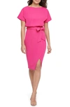 KENSIE TIE FRONT BLOUSON DRESS