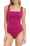 CALVIN KLEIN PLEATED ONE-PIECE SWIMSUIT