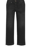 SIMON MILLER W005 BORA CROPPED FRAYED MID-RISE WIDE-LEG JEANS
