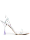 3juin Multicolored Heeled Sandals In Silver