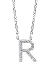 Effy Sterling Silver Pavé Diamond Initial Pendant Necklace In White-r