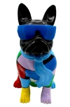 INTERIOR ILLUSIONS BLUE PATCHWORK EXPRESSIONIST DOG ART DECOR