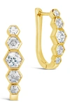Sterling Forever Gia Geometric Cz Latch Hoop Earrings In Gold